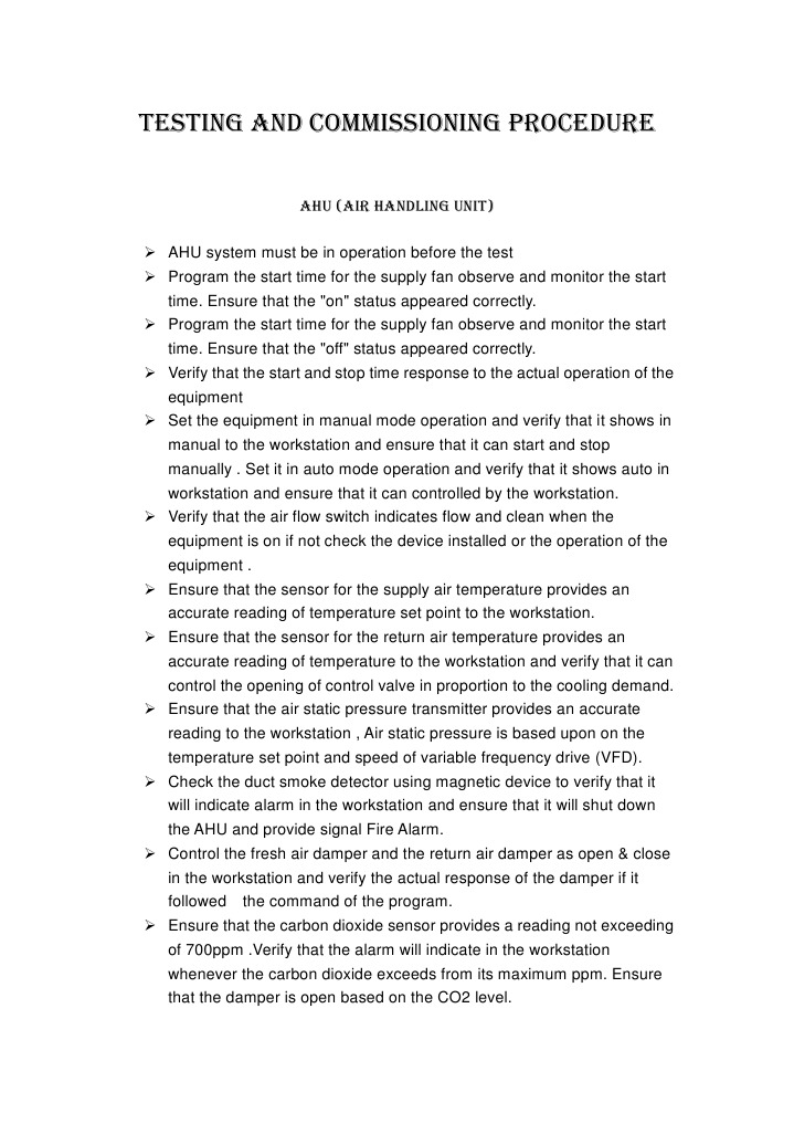 Testing and Commissioning Procedure | PDF