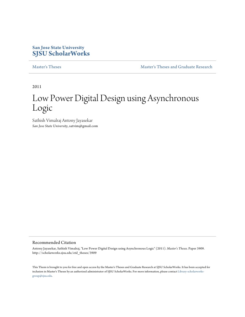 Low Power Digital Design Using Asynchronous Logic | PDF