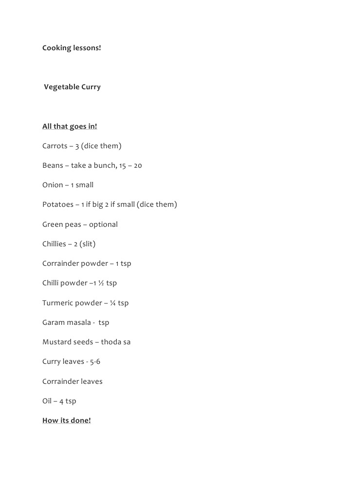 Cooking Lesson1 | PDF