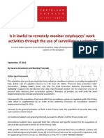 Is it lawful to remotely monitor employees¹ work activities through the use of surveillance systems