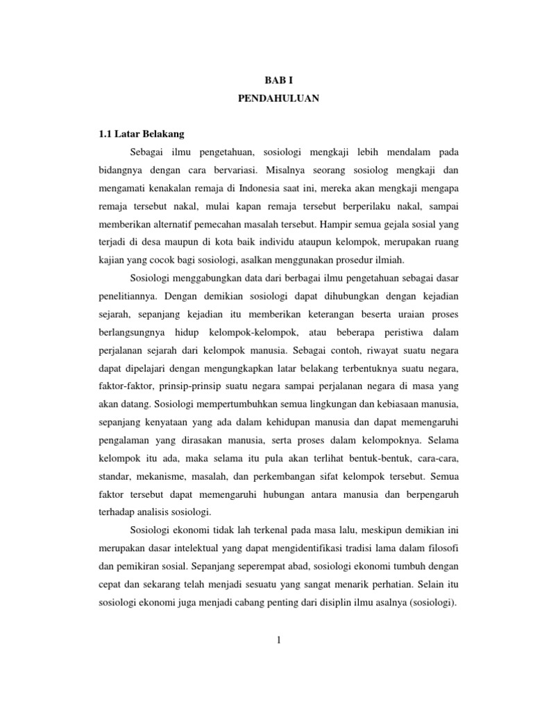 Dasar Sosiologi Ekonomi