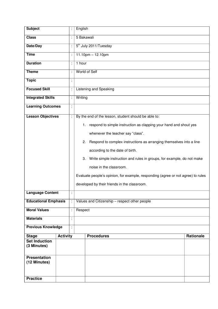 Lesson Plan 5B First Class | PDF | Career & Growth