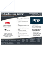 College Resource Seminar: Wednesday, November 7, 2012