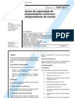 NBR 8011 NB 780 - Calculo Da Capacidade de Transportadores Continuos - Transportadores de Correia