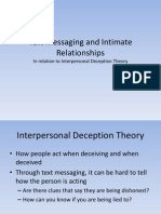 Text Messaging and Intimate Relationships: in Relation To Interpersonal Deception Theory