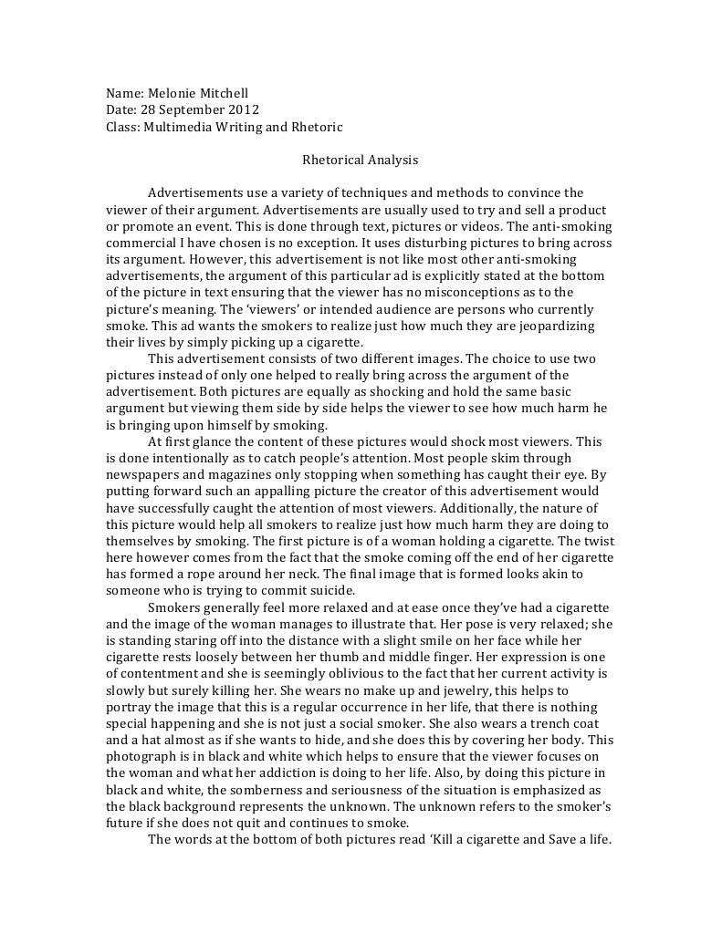 Rhetorical Analysis | Tobacco Smoking | Advertising