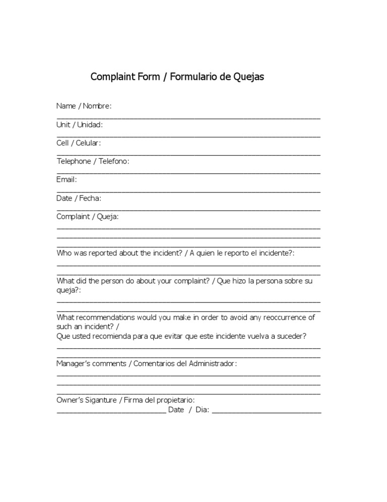 Complaint Form Template | PDF | Business | Law