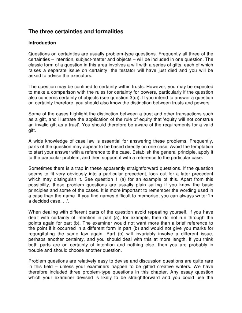 The Three Certainties and Formalities | PDF | Trust Law | Private Law