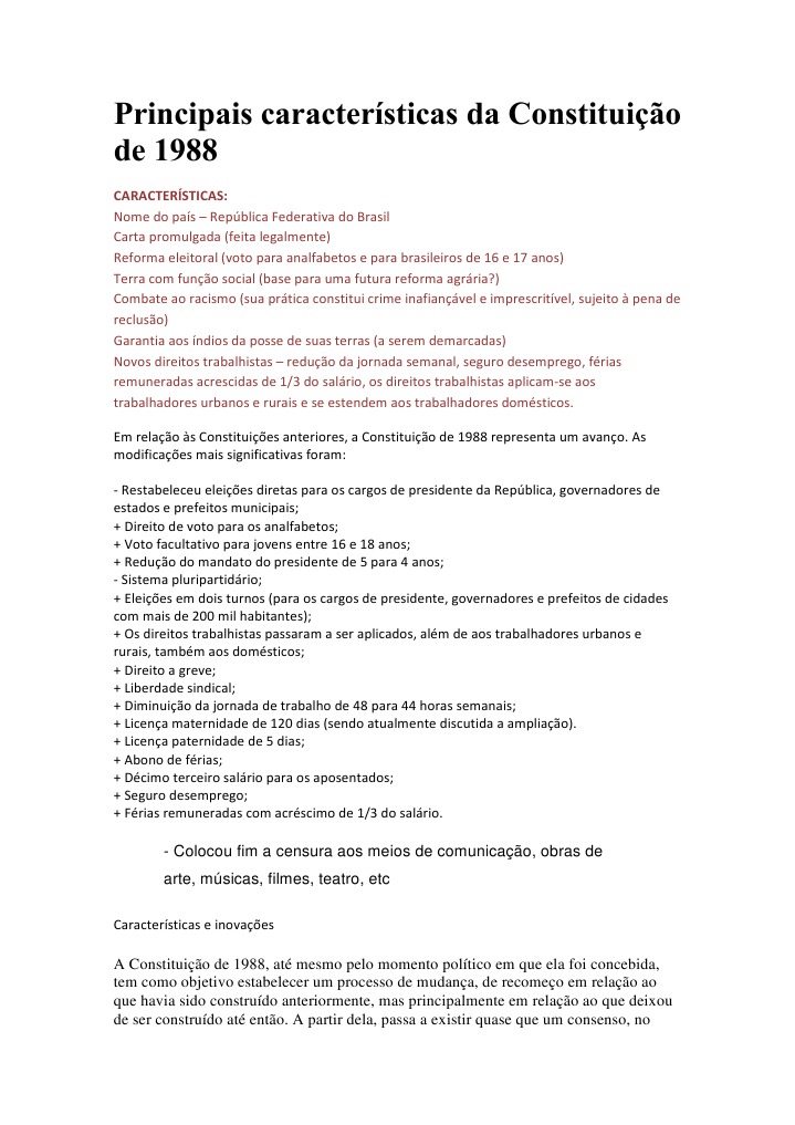 A Caracterização Da Constituição De 1988 Como Constituição Cidadã Advém