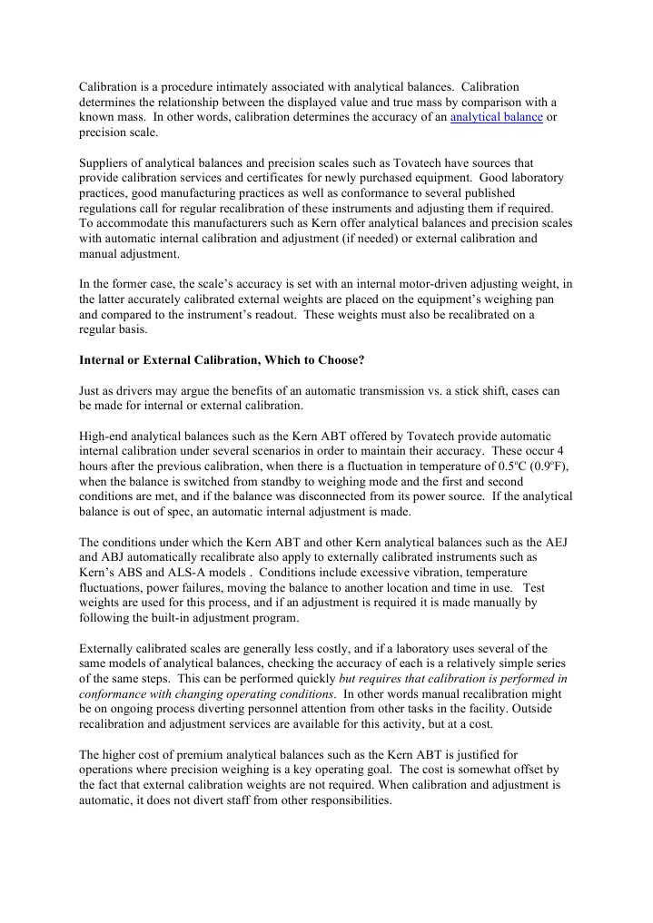 Calibration of Analytical Balances PDF Weighing Scale Calibration
