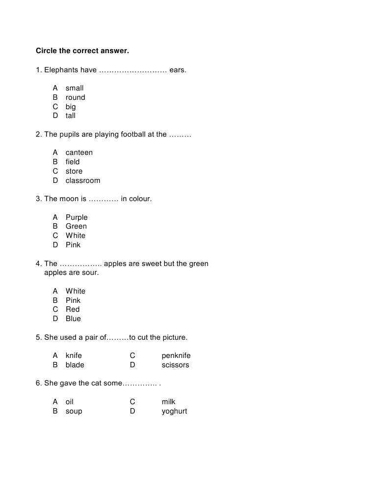 Circle The Correct Answer | PDF | Food And Drink | Foods