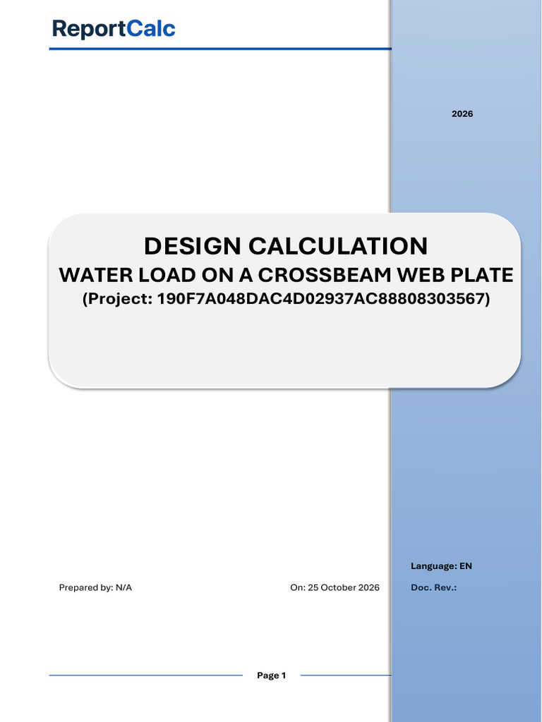 Design Calculation Water load on a crossbeam web plate - Hydraulic ...