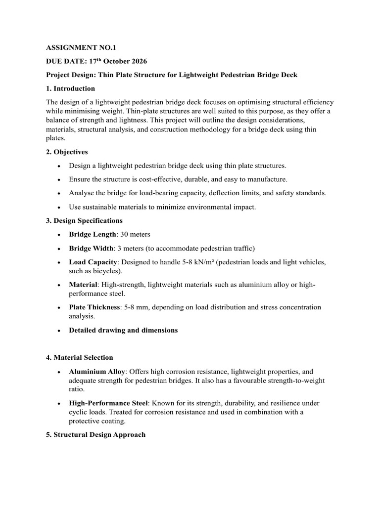 ASSIGNMENT NO 1.pdf | PDF | Bridge | Structural Load