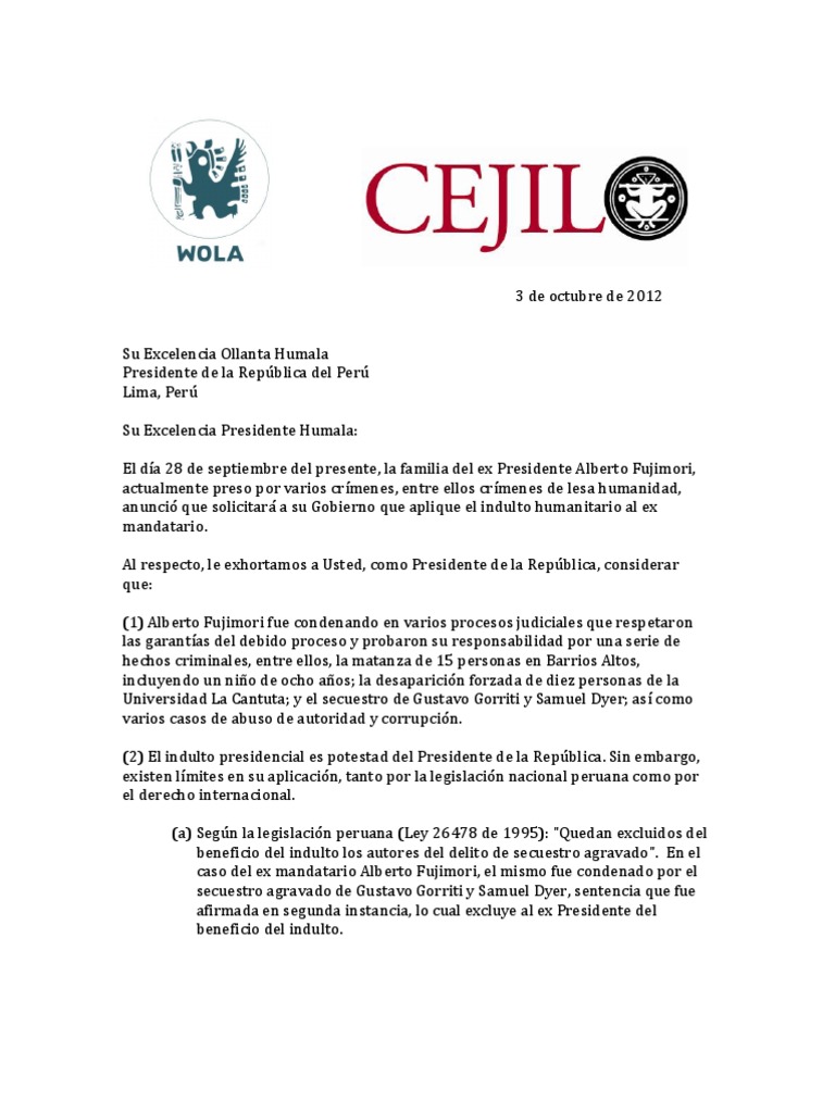 Organismos internacionales publican carta abierta al