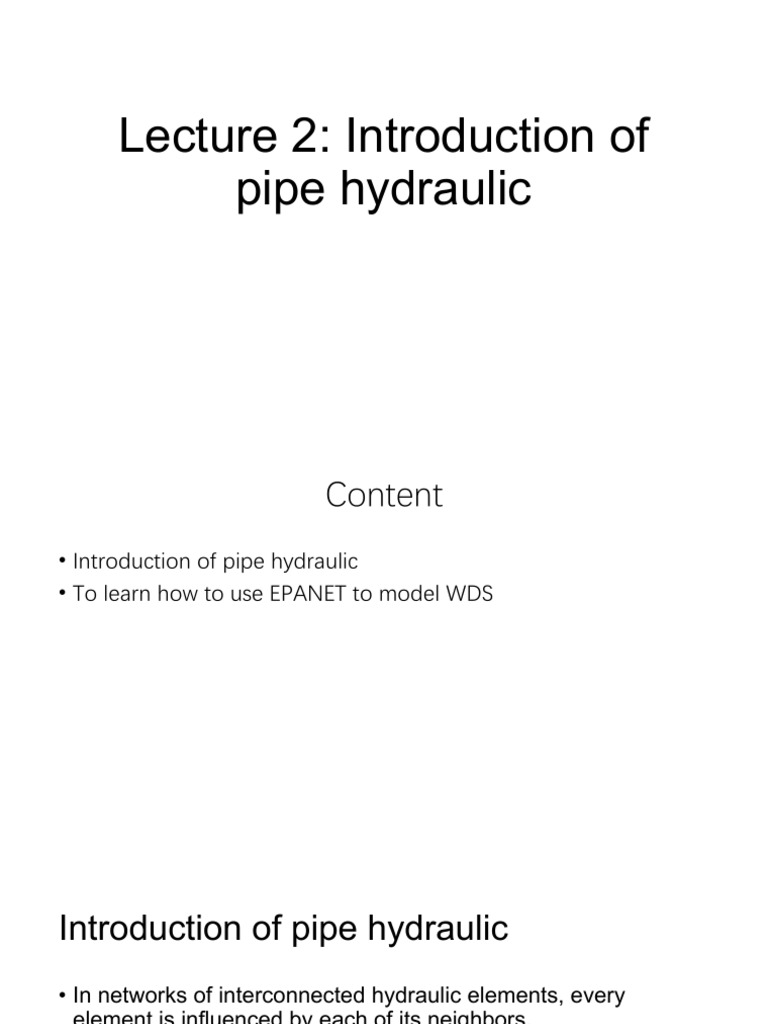 Lec 2 - Introduction of pipe hydraulic and EPANET.pdf | PDF | Water ...
