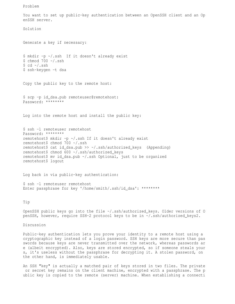 Setting Up OpenSSH Public-Key Auth | PDF | Secure Shell | Key ...