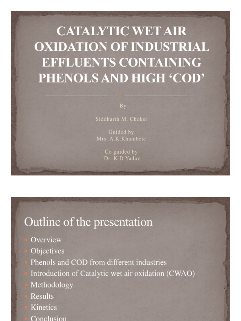 Wet Air Oxidation PDF Catalysis Chemical Reactor