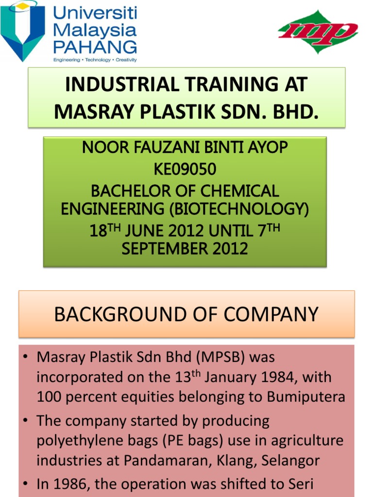 Industrial Training At Masray Plastik Sdn Bhd Yarn Loom
