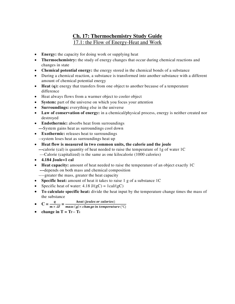 17.1: The Flow of Energy-Heat and Work: Ch. 17: Thermochemistry Study ...
