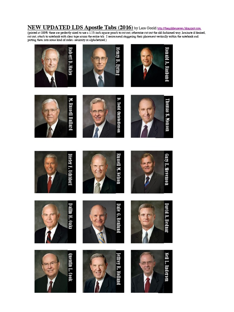 LDS Apostle Tabs For General Conference Journals | PDF
