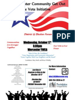 District 15 Election Forum: Wednesday, October 17 6:00pm Worcester YWCA