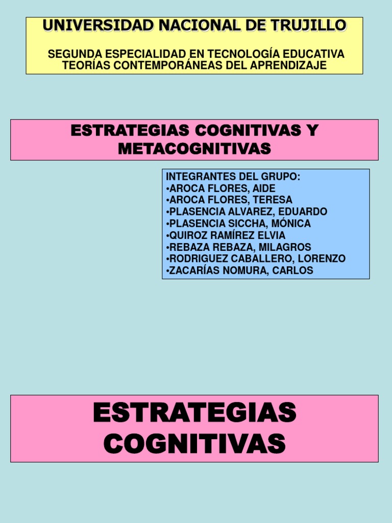 Estrategias Cognitivas y Metacognitivas Memoria Aprendizaje