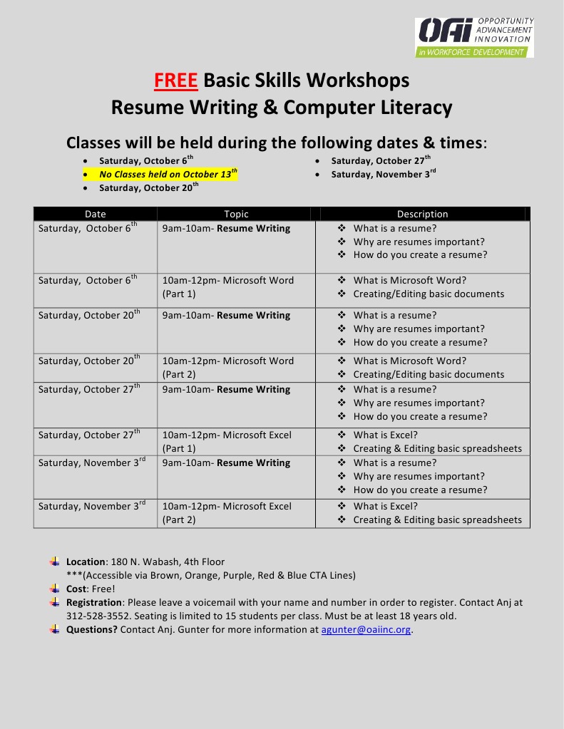 October Saturday Workshops | PDF