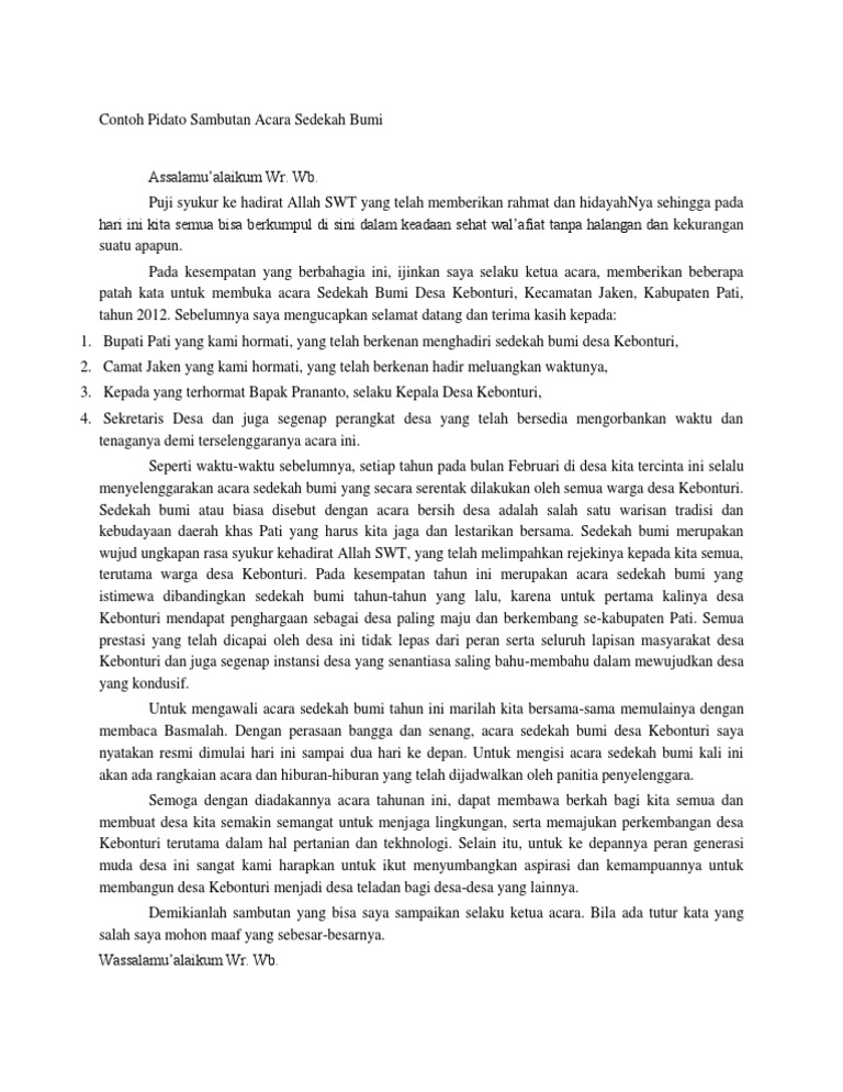 Contoh Pidato Sambutan