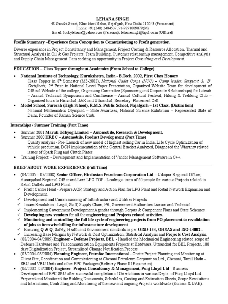 Resume Project Manager | PDF | Business | Science And Technology
