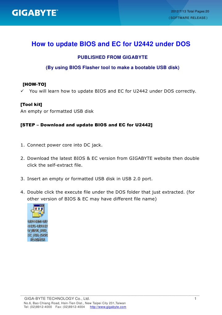 How To How To Update Bios And Ec For U2442 V1 Pdf Bios Usb