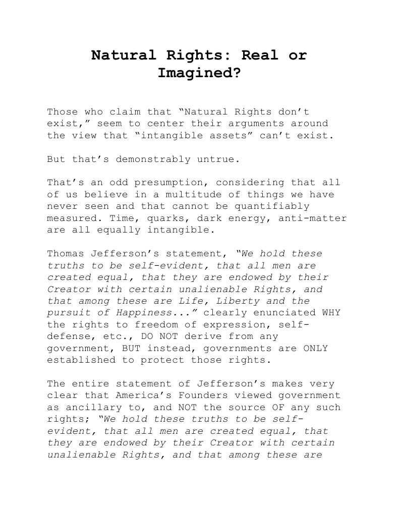 Exploring the Existence of Natural Rights | PDF | Natural And Legal ...