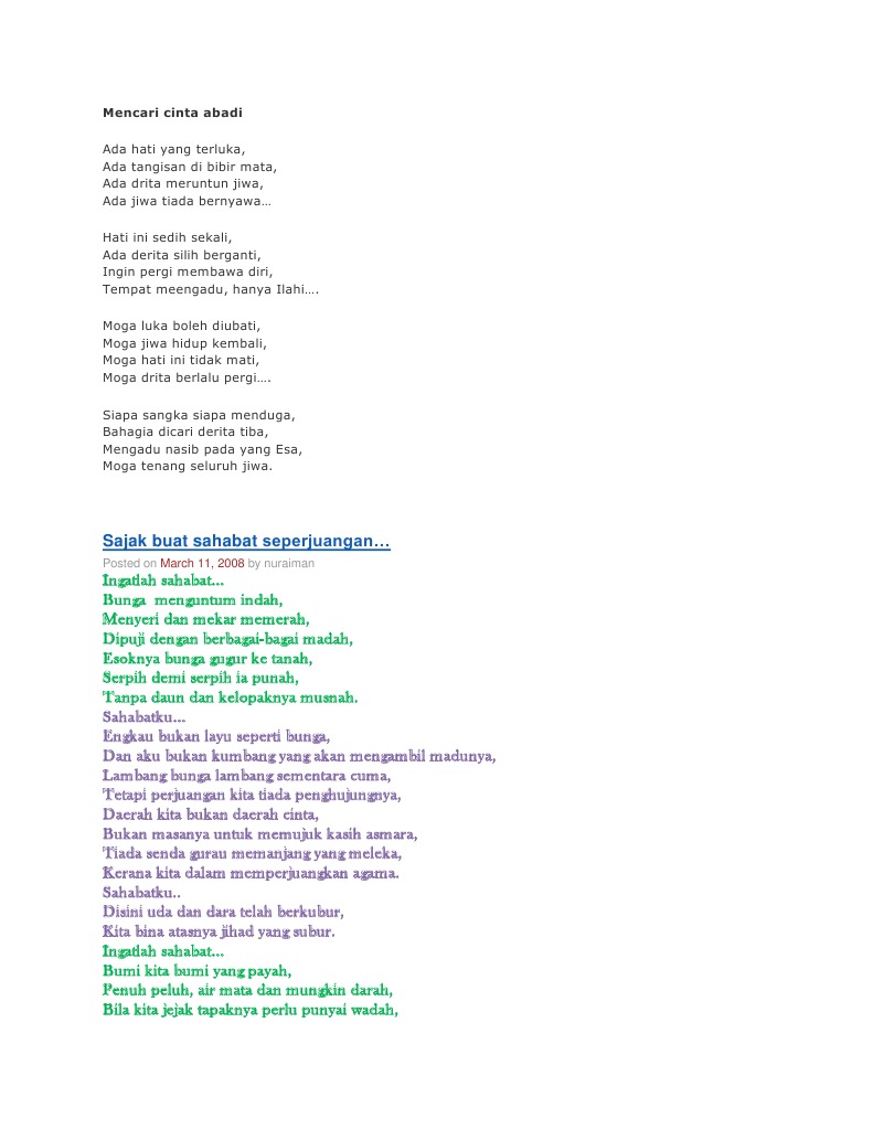Sajak Buat Sahabat