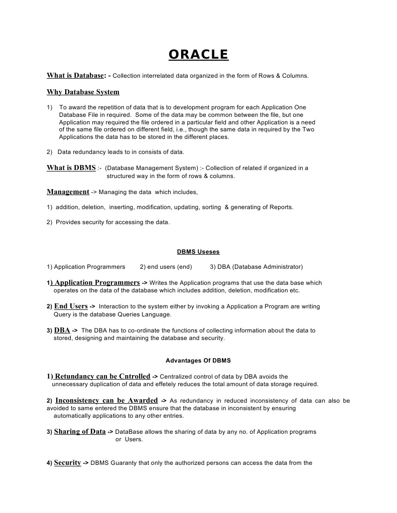 Oracle Notes | PDF | Databases | Pl/Sql