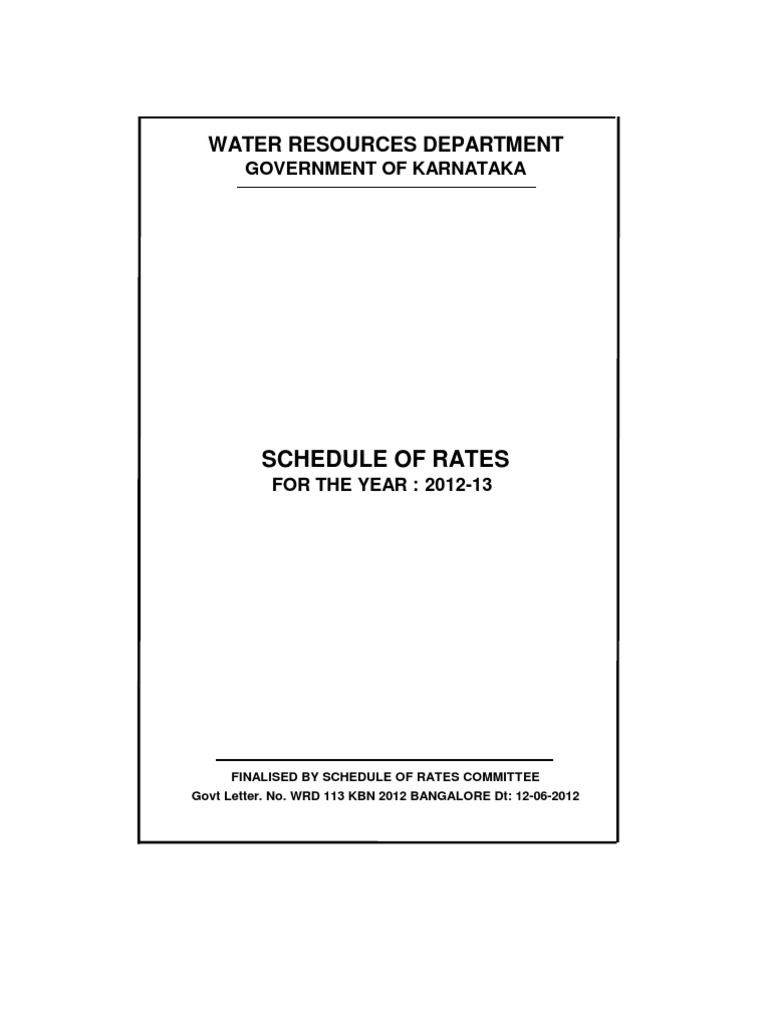 KARNATAKA PWD SCHEDULE OF RATES 2012-13 PDF