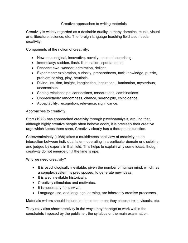 Creative Approaches to Writing Materials | PDF | Creativity | Randomness