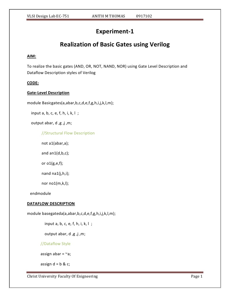 Vlsi Lab Manual | PDF