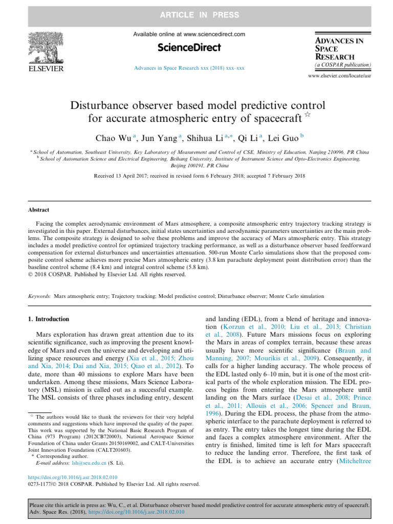 1 Disturbance observer based model predictive control for accurate ...