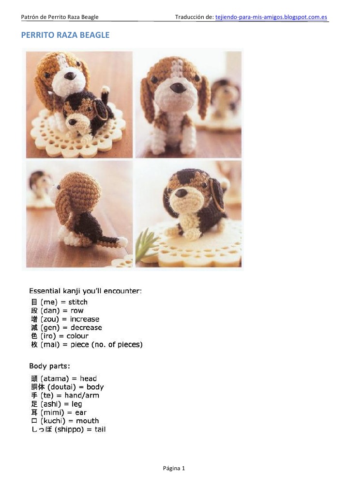 Perrito Beagle Amigurumi Crochet | PDF | Amigurumi | Tejer