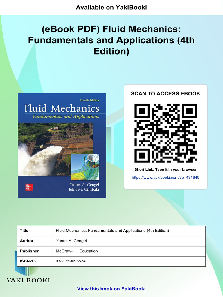 Fluid Mechanics: Fundamentals and Applications (4th Edition) PDF | PDF ...