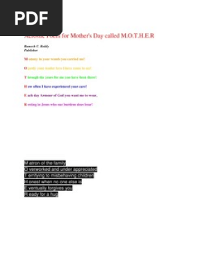 Acrostic Poem for Mother