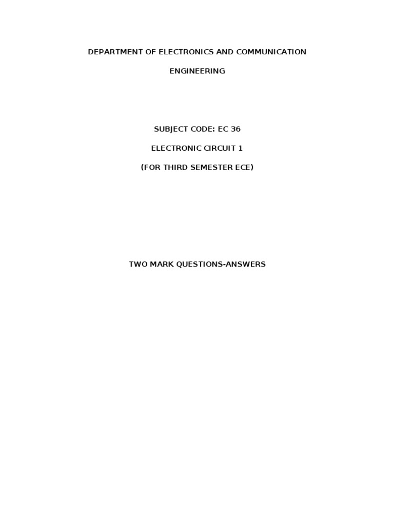 Ec 36 Electronics Circuits-I | PDF | Amplifier | Electronic Oscillator