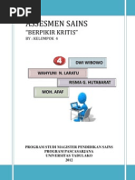 Indikator Keterampilan Berpikir Kritis Dan Berpikir Kreatif
