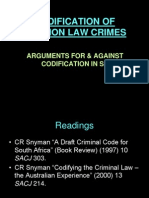 Codification of Common Law Crimes: Arguments For & Against Codification in Sa