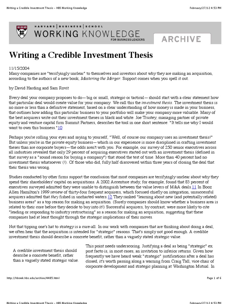 Investment thesis sample pdf picture