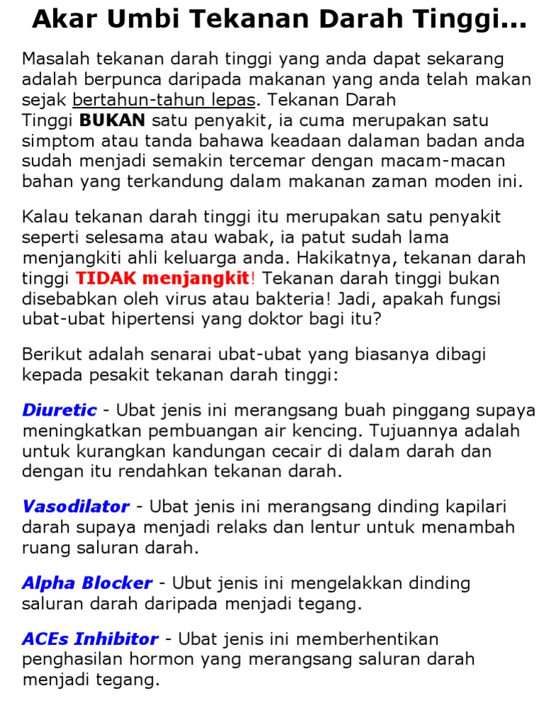Akar Umbi Tekanan Darah Tinggi