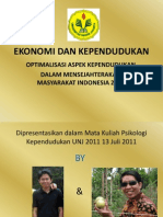 Slide Makalah Ekonomi Dan Kependudukan Mata Kuliah Psikologi Kependudukan UNJ 2012