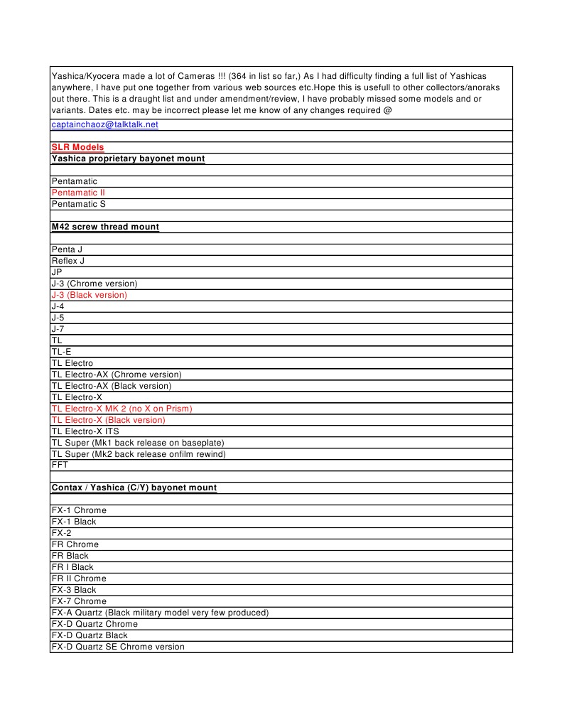 Yashica Camera List Autofocus Glass Engineering And Science
