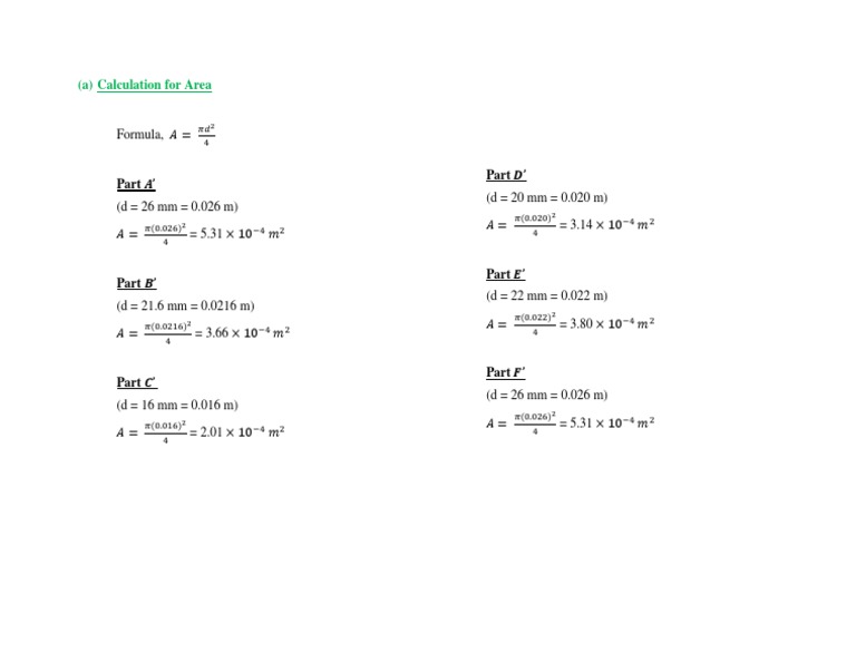 Area Calculation for Various Diameters | PDF | Science & Mathematics ...