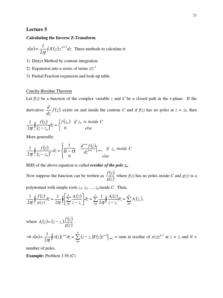 Calculating The Inverse Z Transform Applied Mathematics Teaching Mathematics