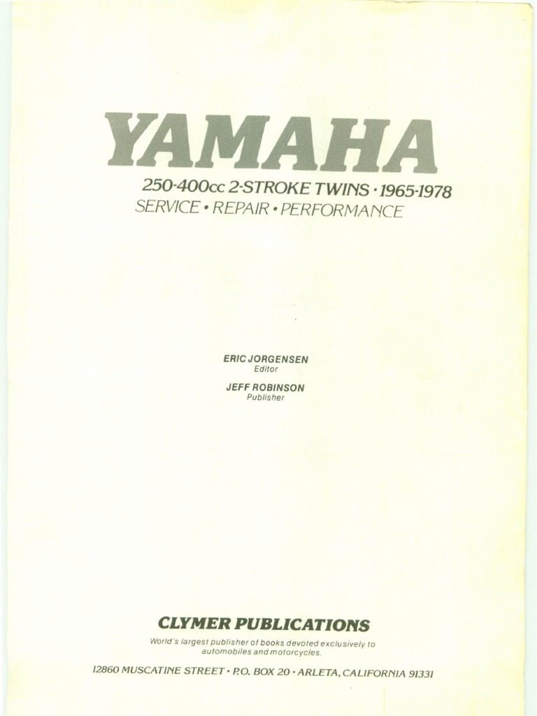 Yamaha RD250-400 1965-1978 Repair Manual